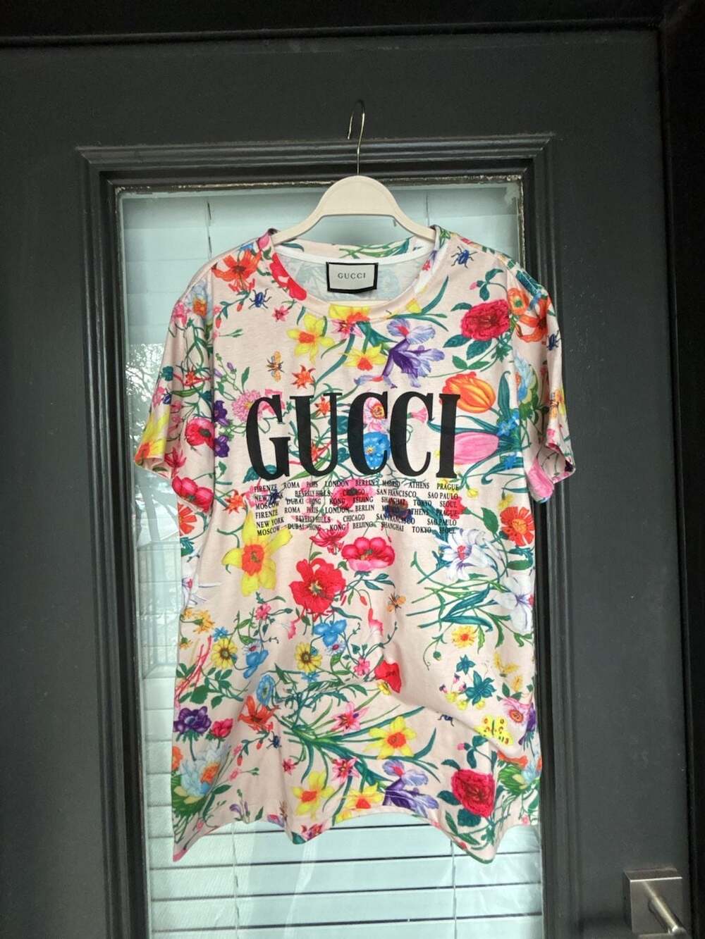 Gucci Floral Cities Logo T-Shirt Size 2XX Pink